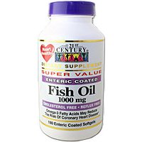 Fish Oil 1000 mg 180 Enteric Coated Softgels, 21st Century Health Care