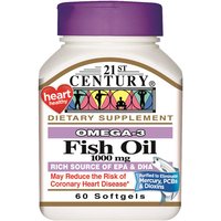 Fish Oil 1000 mg Omega-3, 60 Softgels, 21st Century HealthCare