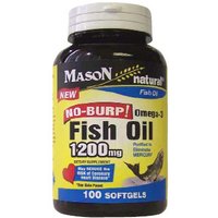 No Burp! Omega-3 Fish Oil 1200 mg, 100 Softgels , Mason Natural
