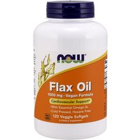 Flax Oil 1000 mg Vegan Formula, 120 Veggie Softgels, NOW Foods