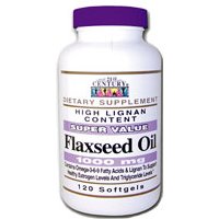 Flaxseed Oil 1000 mg 120 Softgels, 21st Century Health Care