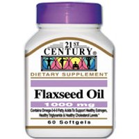 Flaxseed Oil 1000 mg 60 Softgels, 21st Century Health Care