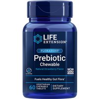 FLORASSIST Prebiotic Chewable, Natural Strawberry Flavor, 60 Vegetarian Chewable Tablets, Life Extension