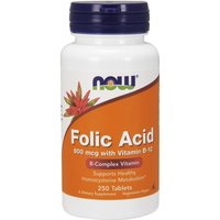Folic Acid 800 mcg with B-12 25 mcg, 250 Tablets, NOW Foods