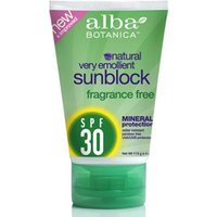 Fragrance Free Mineral Sunblock / Sunscreen SPF 30, 4 oz, Alba Botanica
