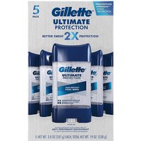 Gillette Ultimate Protection 6-in-1 Antiperspirant Deodorant, 3.8 oz x 5 ct