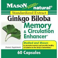 Ginkgo Biloba Standardized Extract 60 mg, 60 Capsules, Mason Natural