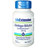 Ginkgo Biloba Certified Extract 120 mg, 365 Vegetarian Capsules, Life Extension