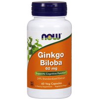 Ginkgo Biloba 60 mg, Standardized Extract, 60 Vegetarian Capsules, NOW Foods