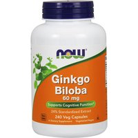 Ginkgo Biloba 60 mg, Standardized Extract, Value Size, 240 Veg Capsules, NOW Foods