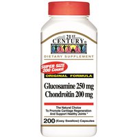Glucosamine 250 mg & Chondroitin 200 mg, Original Formula, Value Size, 200 Capsules, 21st Century HealthCare