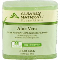 Pure and Natural Glycerine Bar Soap, Aloe Vera, 3 Bar Pack (12 oz), Clearly Natural