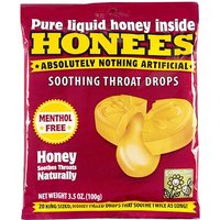 Honees Soothing Throat Drops, Menthol Free, 20 Count
