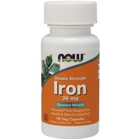 Iron 36 mg Double Strength, 90 Vegetarian Capsules, NOW Foods