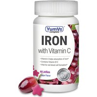 Chewable Iron with Vitamin C for Adults, Grape Flavor, 60 Jellies, Yum-Vs Complete