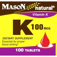 Vitamin K 100 mcg, 100 Tablets, Mason Natural
