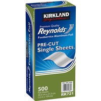 Kirkland Signature Reynolds Foodservice Aluminum Foil Pre-Cut Single Sheets, Premium Quality, RK721, 500 Count