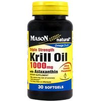 Krill Oil 1000 mg with Astaxanthin, Triple Strength, 30 Softgels, Mason Natural