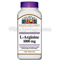 L-Arginine 1000 mg, 100 Tablets, 21st Century Health Care