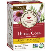 Organic Throat Coat Tea, Lemon Echinacea, 16 Tea Bags, Traditional Medicinals Teas