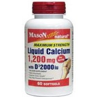 Liquid Calcium 1200 mg with D3 2000 IU, 60 Softgels, Mason Natural