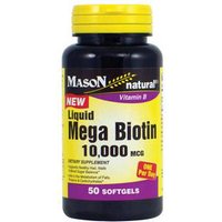 Liquid Mega Biotin 10,000 mcg, 50 Softgels, Mason Natural