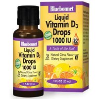 Liquid Vitamin D3 Drops 1000 IU, Natural Citrus Flavor, 1 oz, Bluebonnet Nutrition