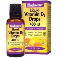 Liquid Vitamin D3 Drops 400 IU, Natural Citrus Flavor, 1 oz, Bluebonnet Nutrition