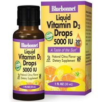 Liquid Vitamin D3 Drops 5000 IU, Natural Citrus Flavor, 1 oz, Bluebonnet Nutrition