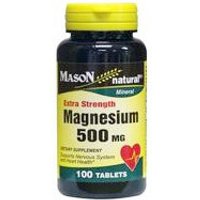Magnesium 500 mg Extra Strength, 100 Tablets, Mason Natural