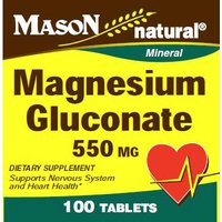 Magnesium Gluconate 550 mg, 100 Tablets, Mason Natural