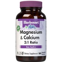 Magnesium Plus Calcium 2:1 Ratio, 180 Vcaps, Bluebonnet Nutrition