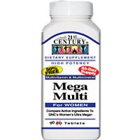 Mega Multi For Women, Multi-Vitamins & Minerals, 90 Tablets, 21st Century Health Care