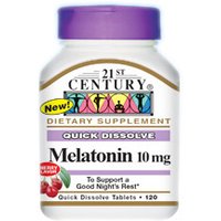 Melatonin 10 mg, Cherry Flavor, 120 Quick Dissolve Tablets, 21st Century HealthCare