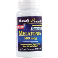 Melatonin 500 mcg Fast Meltz Fruit Flavored Tablets, 60 Tablets, Mason Natural