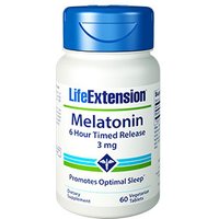 Melatonin 6-Hour Timed Release, 3 mg, 60 Tablets, Life Extension