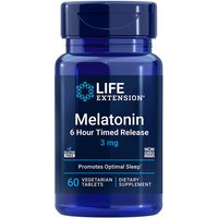 Melatonin 6-Hour Timed Release, 3 mg, 60 Tablets, Life Extension