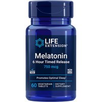 Melatonin 6 Hour Timed Release 750 mcg, 60 Vegetarian Tablets, Life Extension