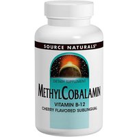 MethylCobalamin 1 mg Cherry Sublingual Vitamin B-12, Value Size, 240 Tablets, Source Naturals