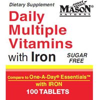 Daily Multiple Vitamins with Iron, 100 Tablets, Mason Natural
