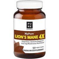 MyPure Lions Mane 4X Mushroom Supplement, 30 Vegetarian Capsules, Pure Essence Labs