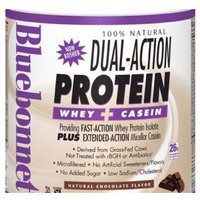 100% Natural Dual Action Protein Powder, Natural Chocolate Flavor, 1.1 oz x 8 Packets, Bluebonnet Nutrition