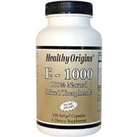 Natural Vitamin E-1000IU, Mixed Tocopherols, 120 SoftGels, Healthy Origins