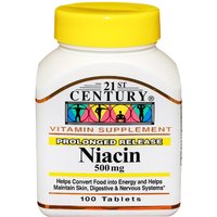 Niacin 500 mg, Prolonged Release, 100 Tablets, 21st Century HealthCare