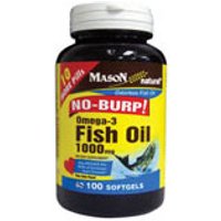 No Burp Omega-3 Fish Oil 1000 mg, 100 Softgels, Mason Natural