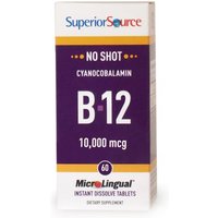 No Shot B12 10,000 mcg (as Cyanocobalamin), 60 Instant Dissolve Tablets, Superior Source
