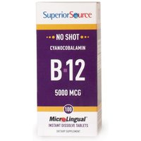 No Shot B12 5000 mcg (as Cyanocobalamin), 100 Instant Dissolve Tablets, Superior Source