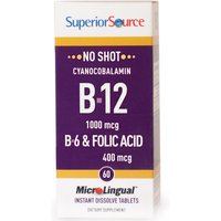 No Shot B6, B12 & Folic Acid, 100 Instant Dissolve Tablets, Superior Source