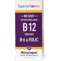 No Shot Methylcobalamin B12 1000 mcg, B6, Folic Acid 400 mcg, 60 Instant Dissolve Tablets, Superior Source
