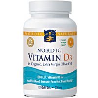 Nordic Vitamin D3 1000 IU, Orange Flavor, 120 Softgels, Nordic Naturals